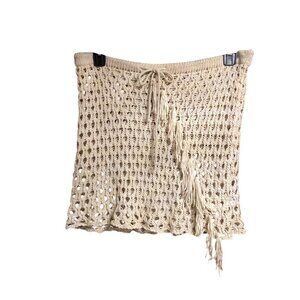 Bohemian Western Tan Crochet  Swimsuit Skirt Cover Up Sz 18W
